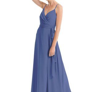 Small Stains -Joanna August Mandy Long Blue Bridesmaid Dress
